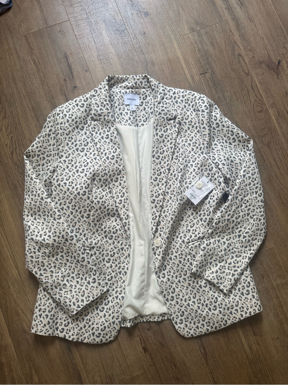 Nine West Cream Leopard Print Blazer Jacket